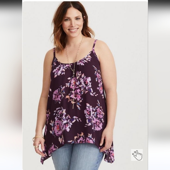 💜 2/$36 💜Torrid Plum Floral Cami w/Crisscross Back 2x - Picture 3 of 12